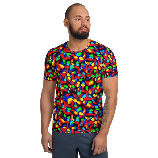 Luminous Shuffle on a Men's Athletic T-Shirt