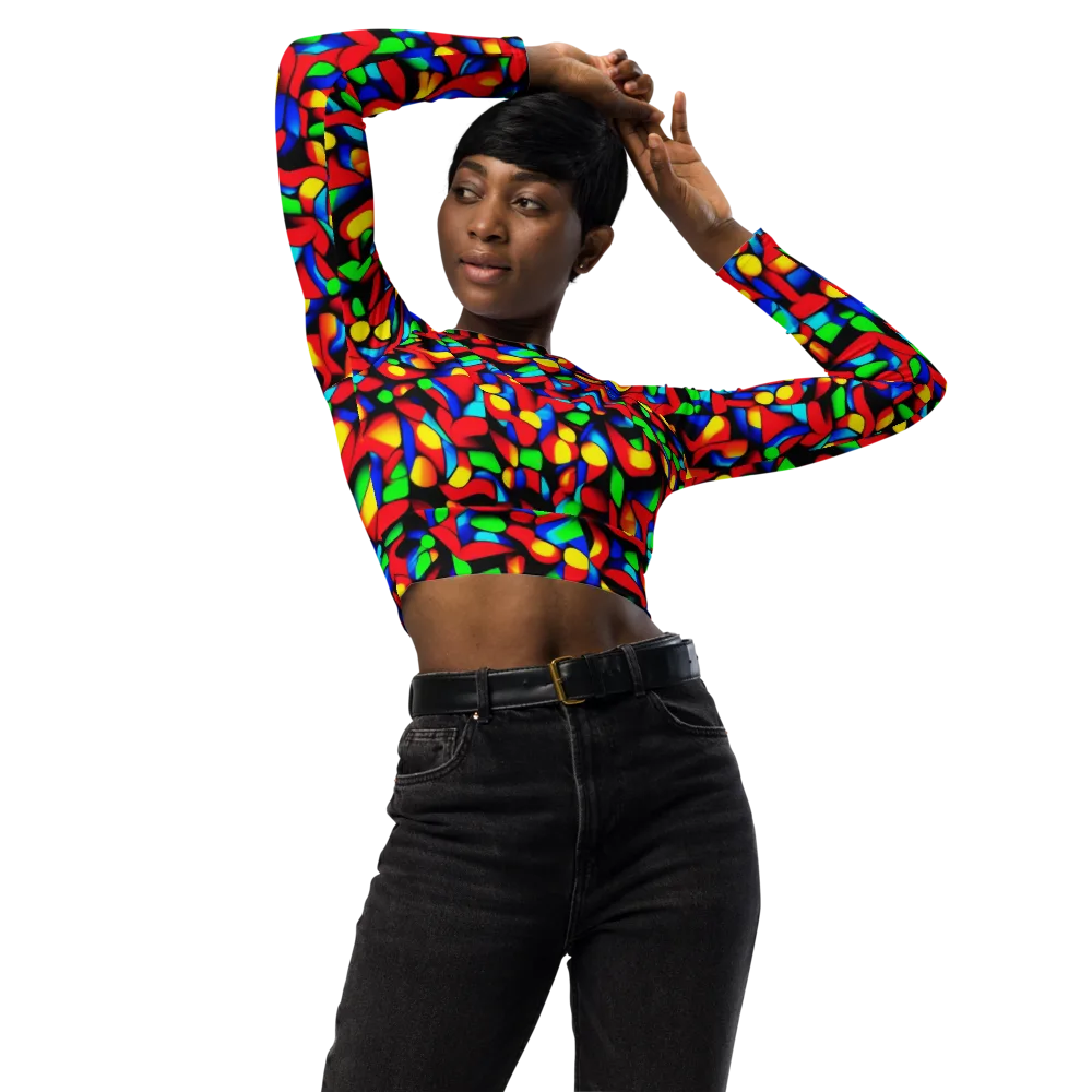 Luminous Shuffle on Long Sleeve Crop Top — Front