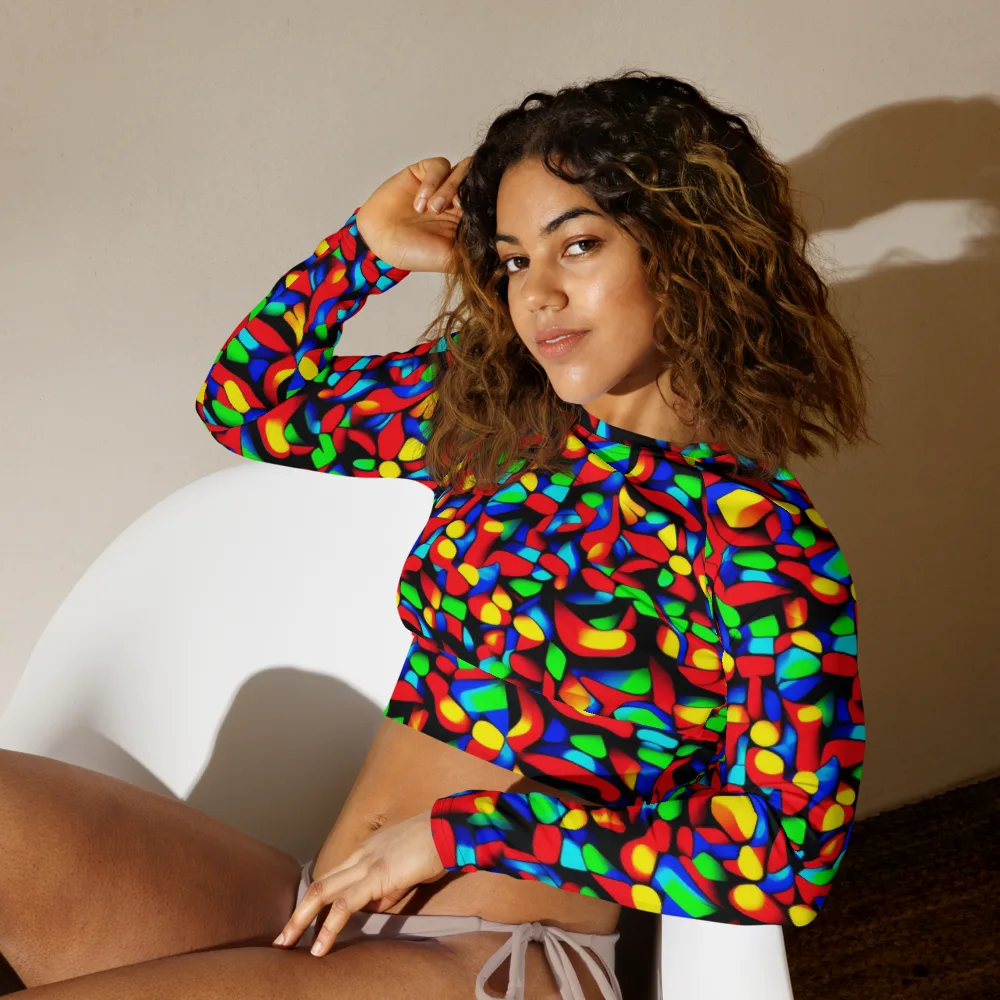 Luminous Shuffle on Long Sleeve Crop Top — Left Front