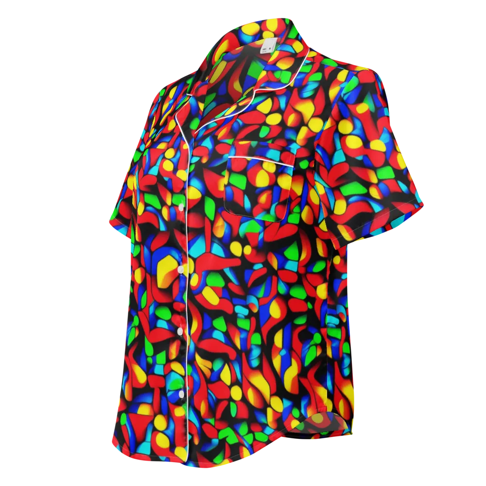 Luminous Shuffle on Women's Short Sleeve Pajama Top — Left Front