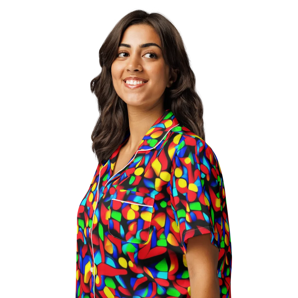 Luminous Shuffle on Women's Short Sleeve Pajama Top — Left Front