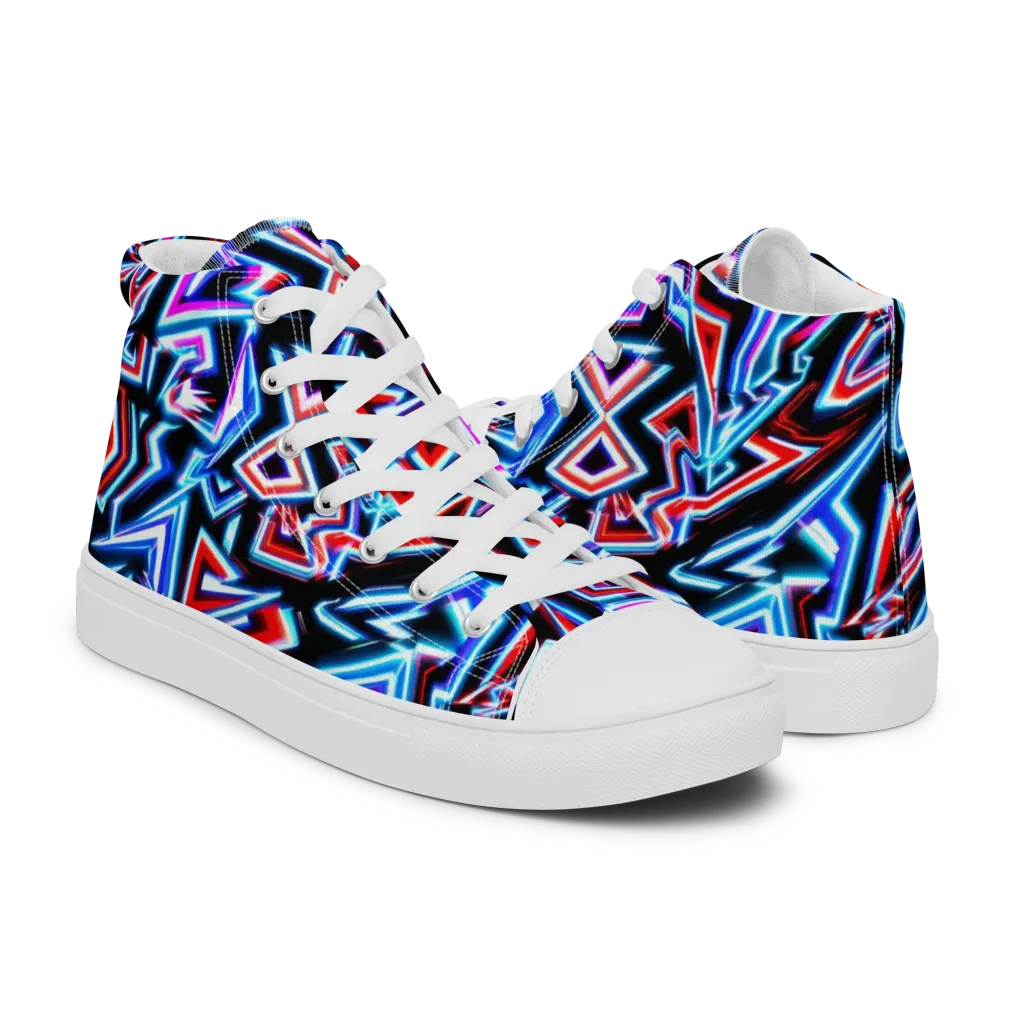 Neon Meander on Women's High Top Canvas Shoes — Right