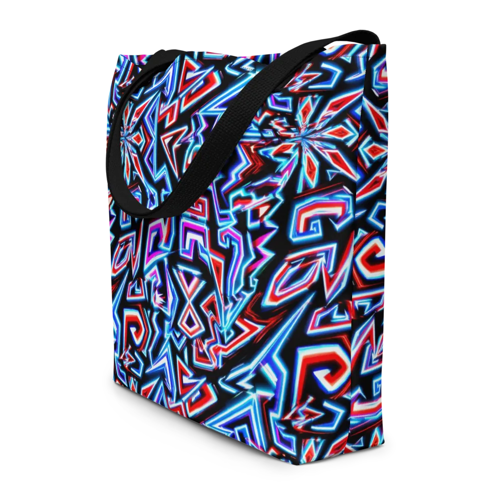 Neon Meander on Large Tote Bag W/ Pocket — Front