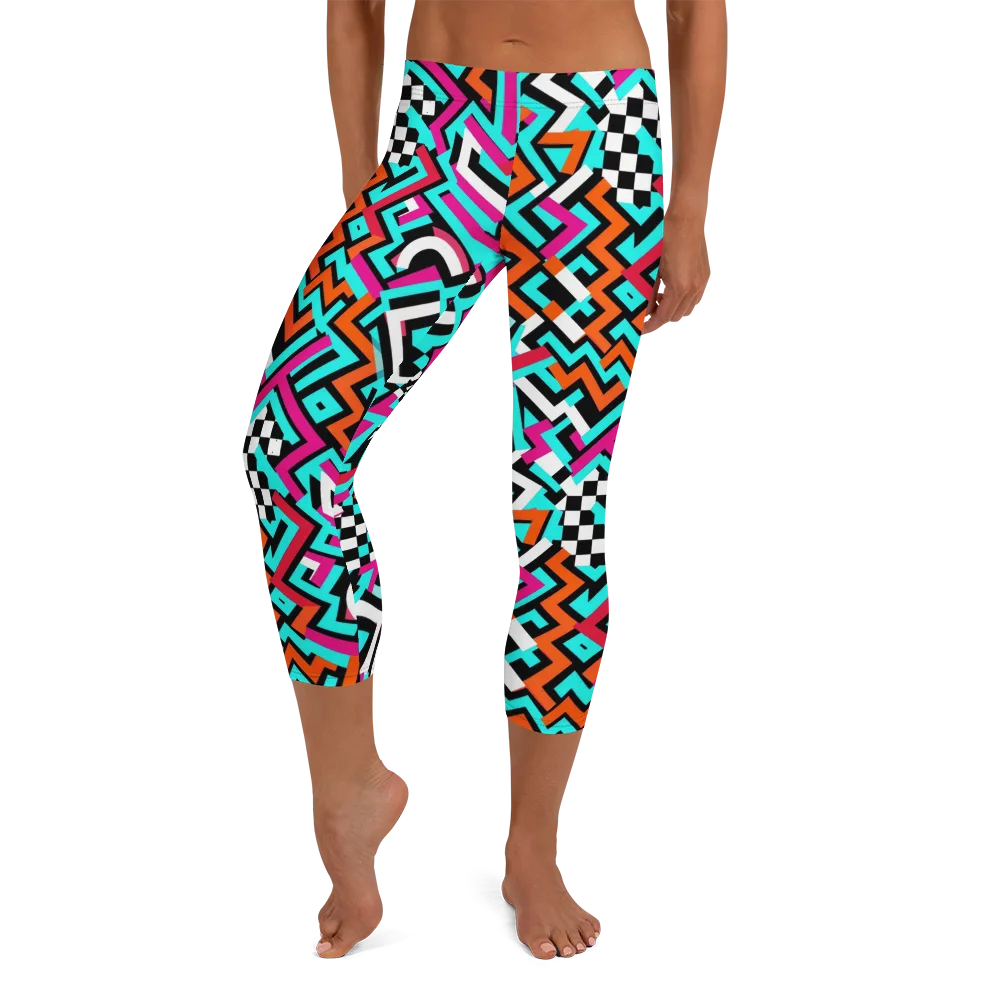 Turbo Chevron on Capri Leggings — Front
