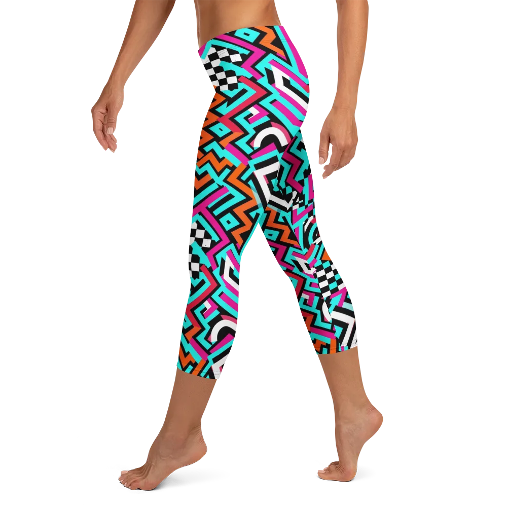 Turbo Chevron on Capri Leggings — Left