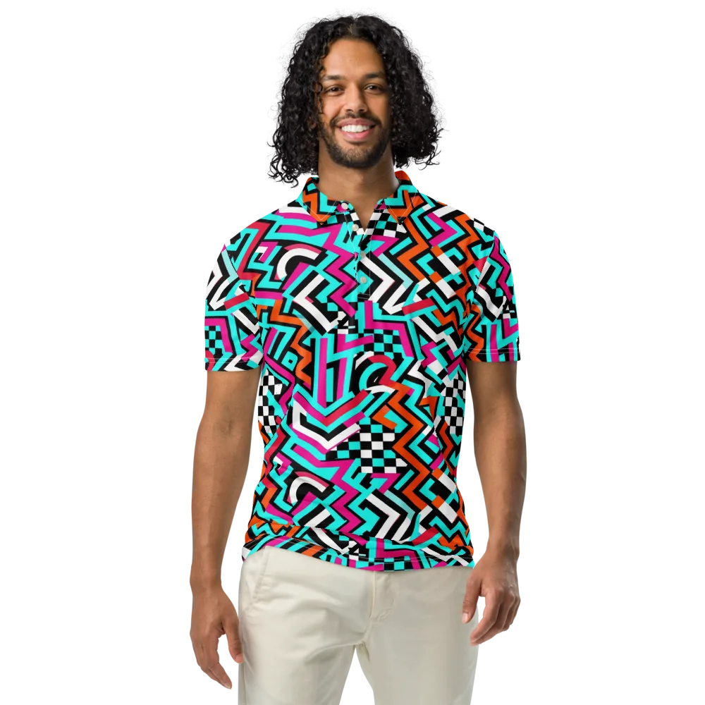 Turbo Chevron on Men's Slim Fit Polo Shirt — Front