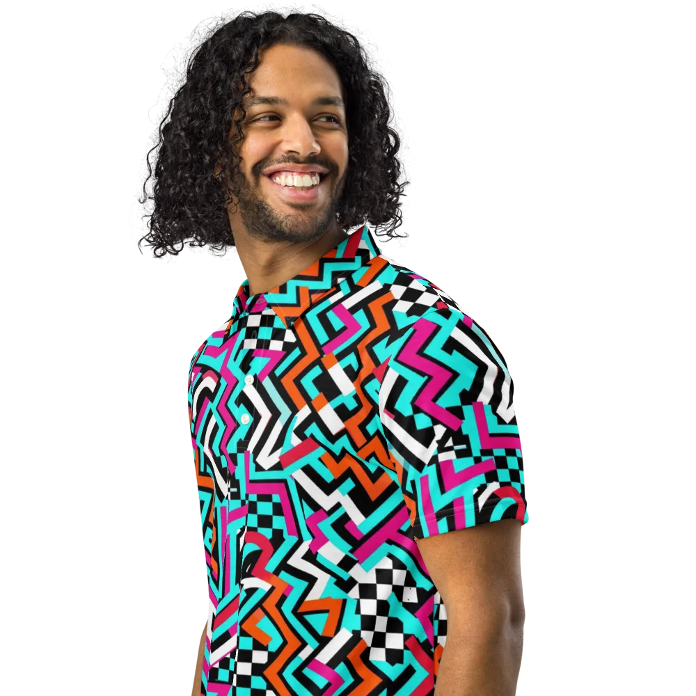 Turbo Chevron on Men's Slim Fit Polo Shirt — Left Front