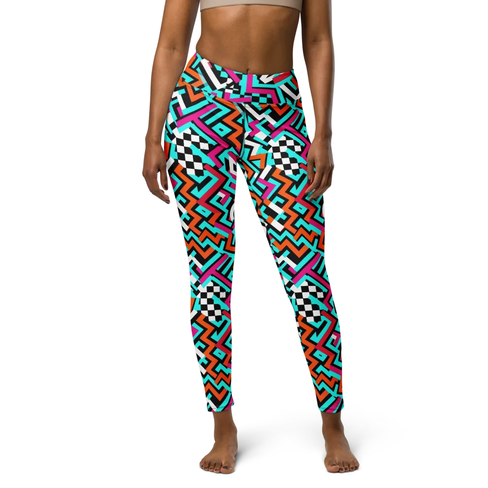 Turbo Chevron on Yoga Leggings — Front