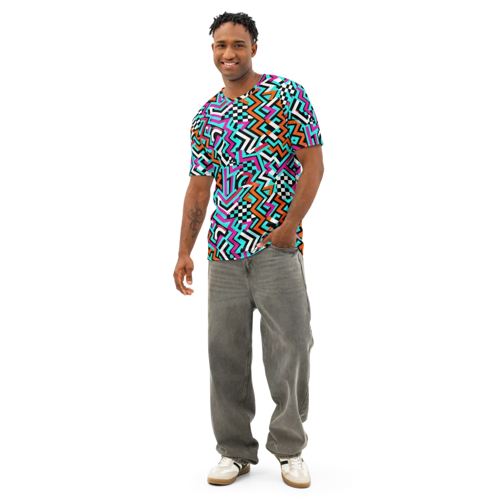 Turbo Chevron on Men's Cotton Crew Neck T-Shirt — Front