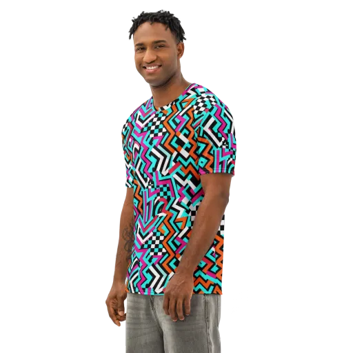 Turbo Chevron on a Men's Cotton Crew Neck T-Shirt
