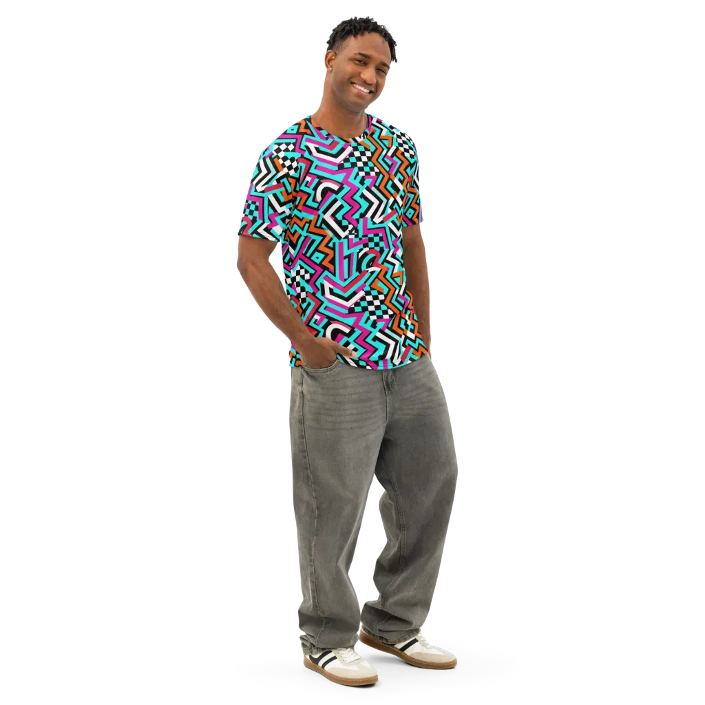 Turbo Chevron on Men's Cotton Crew Neck T-Shirt — Right Front