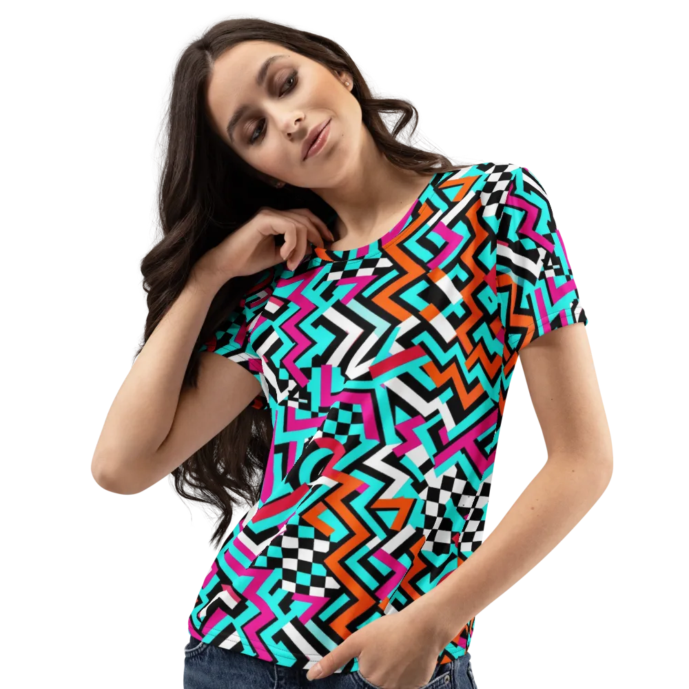 Turbo Chevron on Women's Crew Neck T-Shirt — Left Front