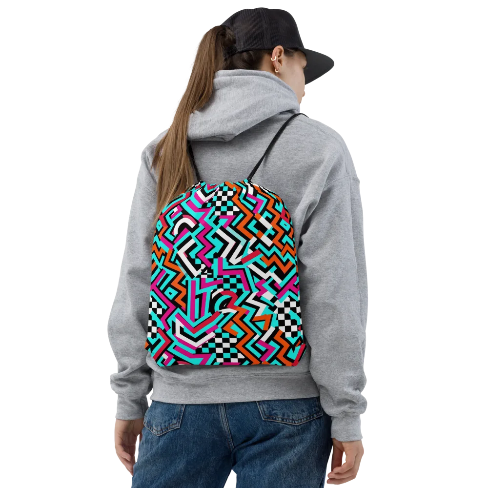 Turbo Chevron on Drawstring Bag — Front