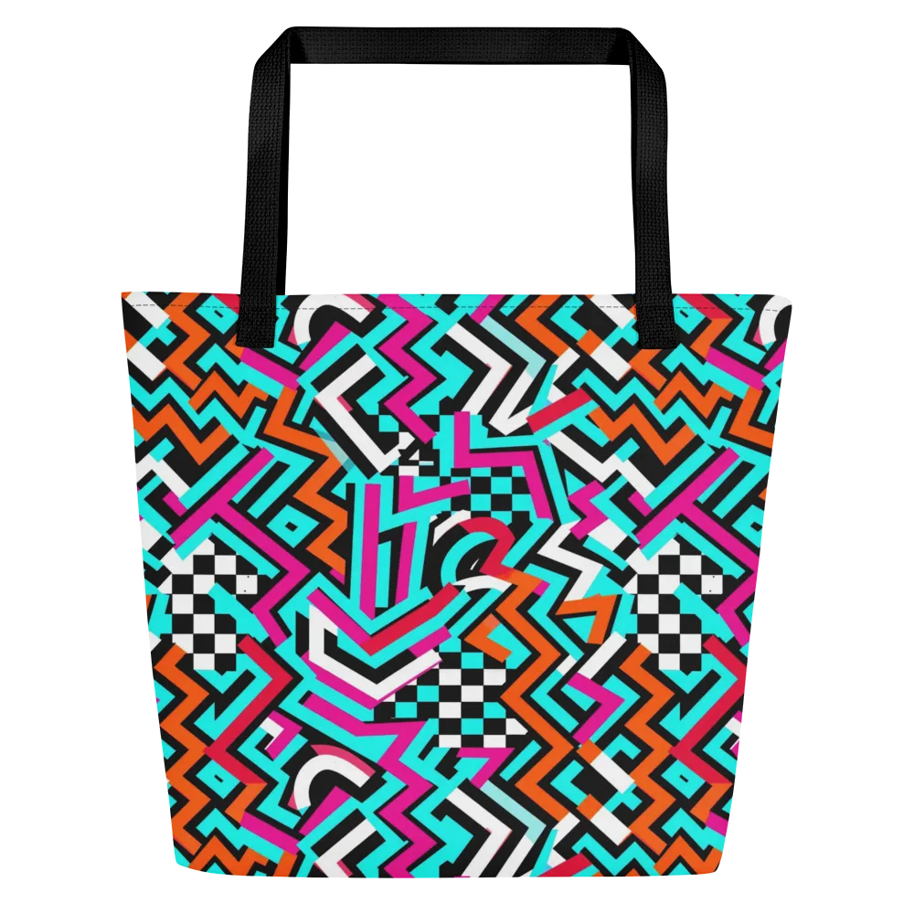 Turbo Chevron on Large Tote Bag W/ Pocket — Front