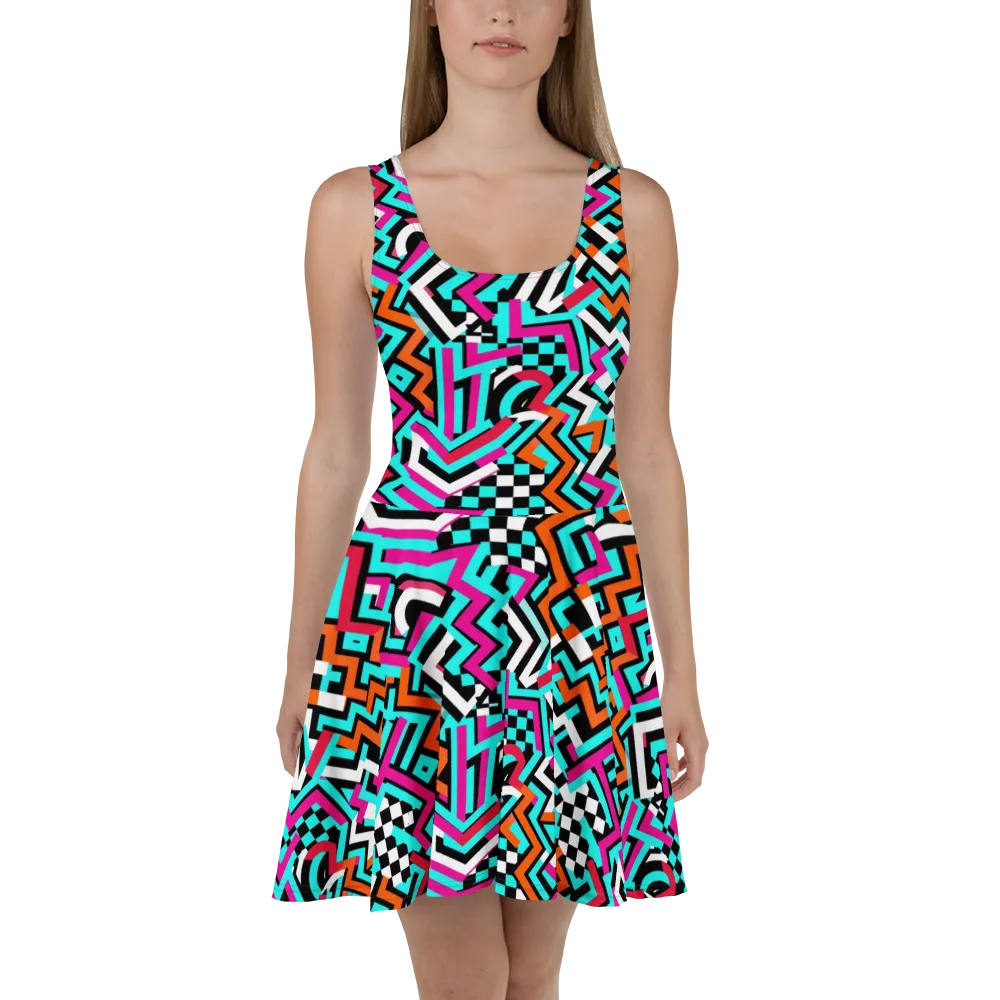 Turbo Chevron on Skater Dress — Front