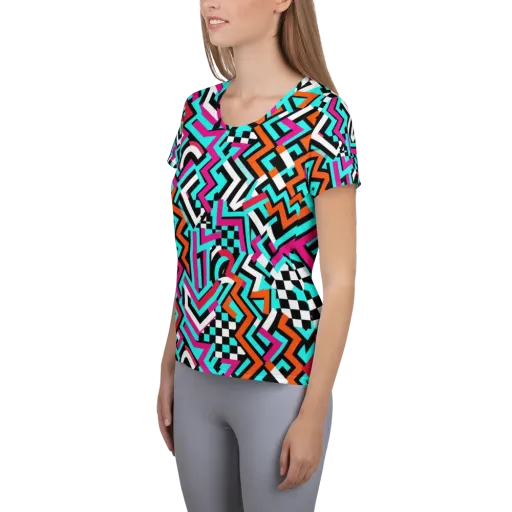 Turbo Chevron on a Women's Athletic T-Shirt