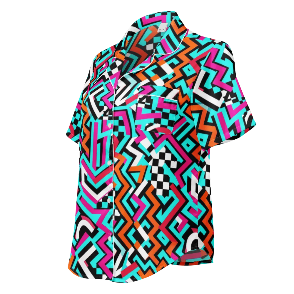 Turbo Chevron on Women's Short Sleeve Pajama Top — Left Front
