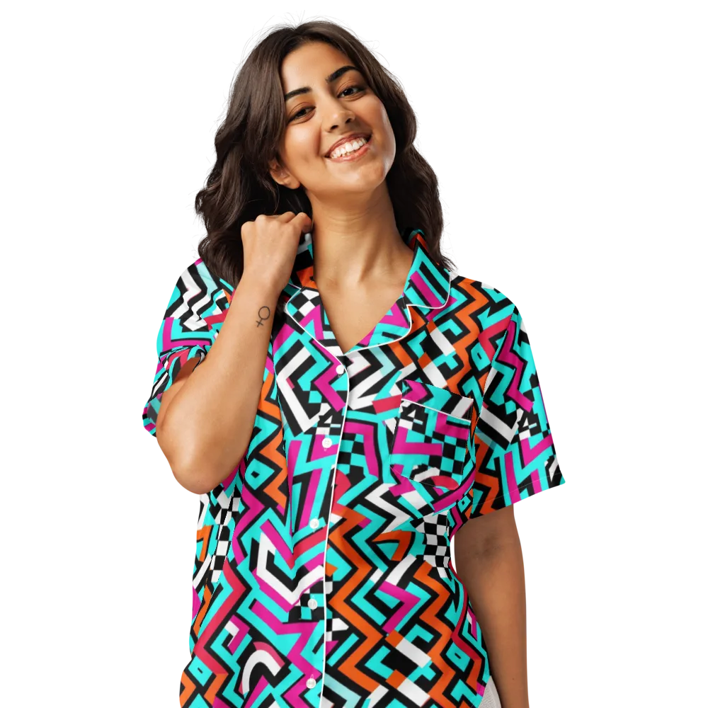 Turbo Chevron on Women's Short Sleeve Pajama Top — Front