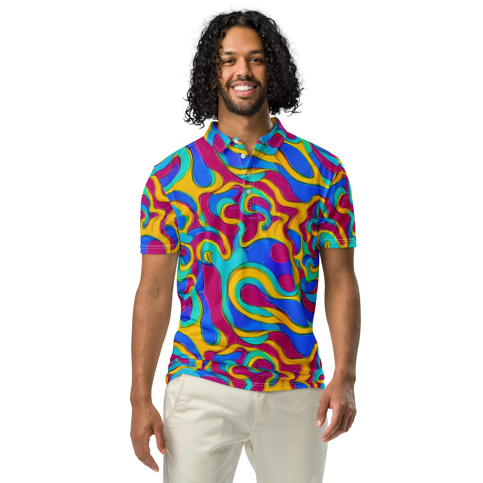 Kaleido Flow on Men's Slim Fit Polo Shirt — Front