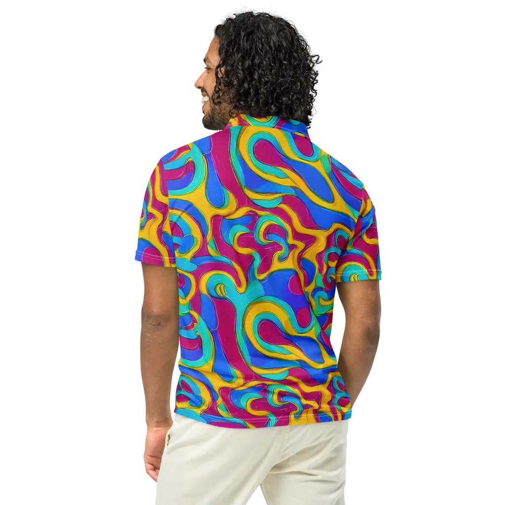 Kaleido Flow on Men's Slim Fit Polo Shirt — Back