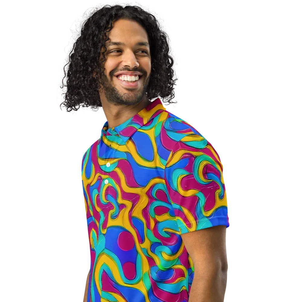 Kaleido Flow on Men's Slim Fit Polo Shirt — Left Front