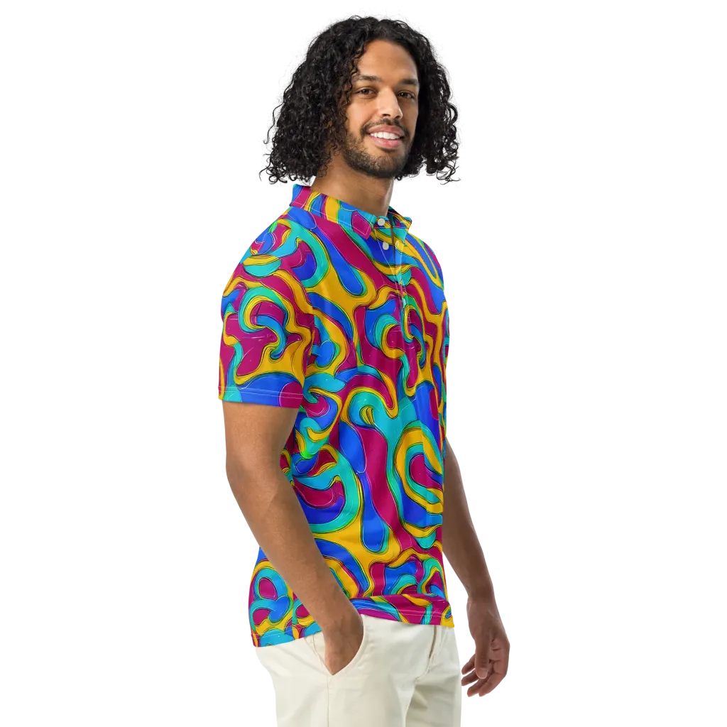 Kaleido Flow on Men's Slim Fit Polo Shirt — Right Front