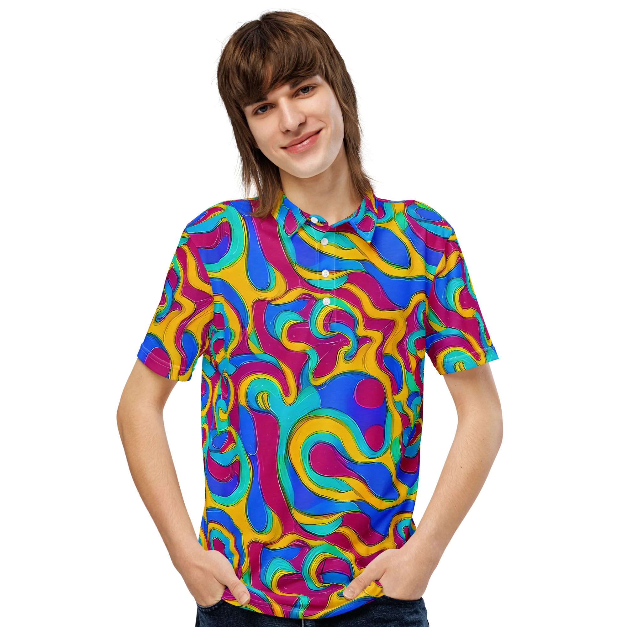 Kaleido Flow on Men's Slim Fit Polo Shirt — Front