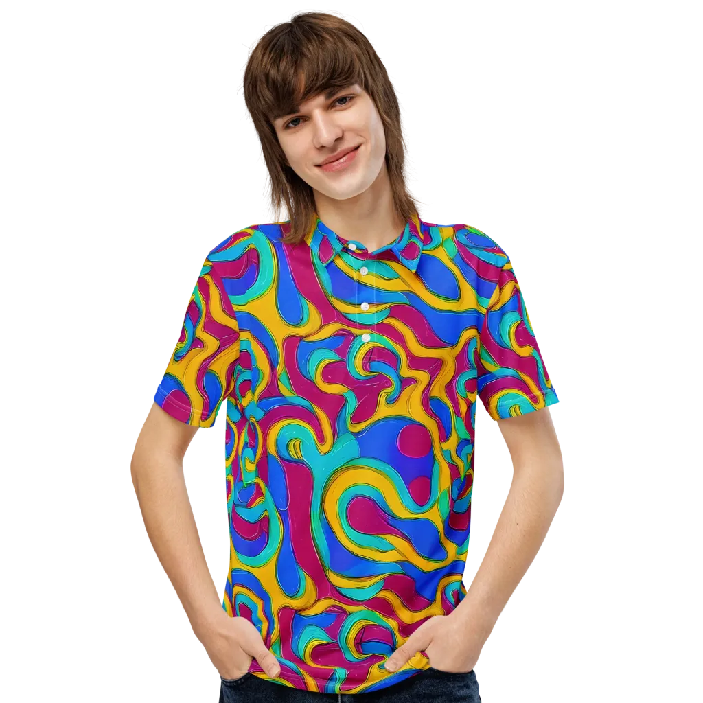 Kaleido Flow on Men's Slim Fit Polo Shirt — Front
