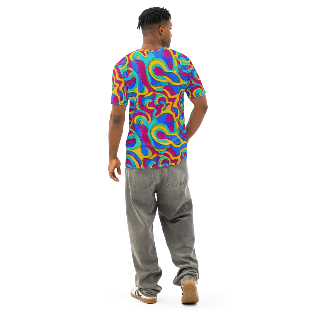 Kaleido Flow on Men's Cotton Crew Neck T-Shirt — Back