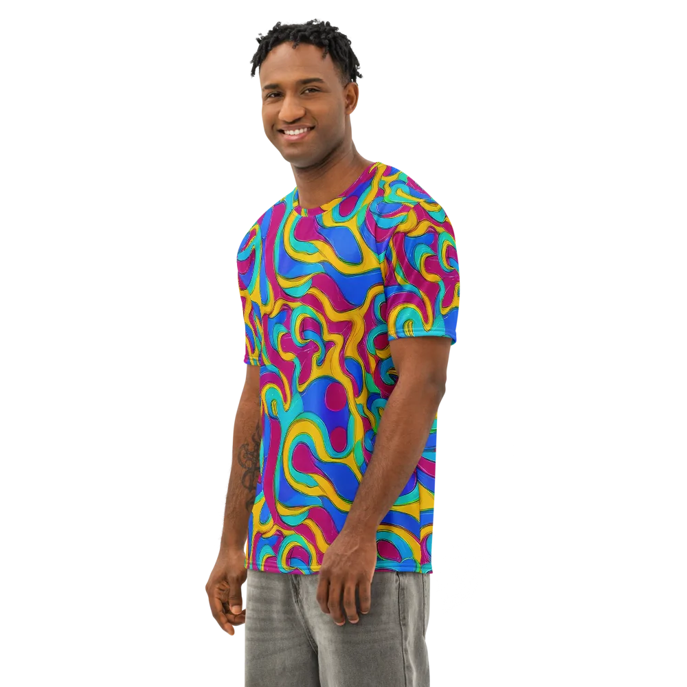 Kaleido Flow on Men's Cotton Crew Neck T-Shirt — Left Front