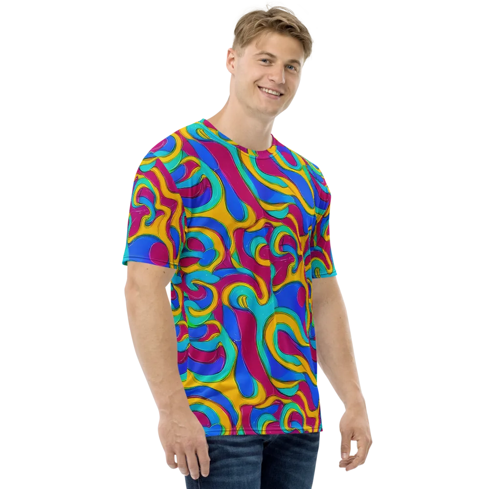 Kaleido Flow on Men's Crew Neck T-Shirt — Right