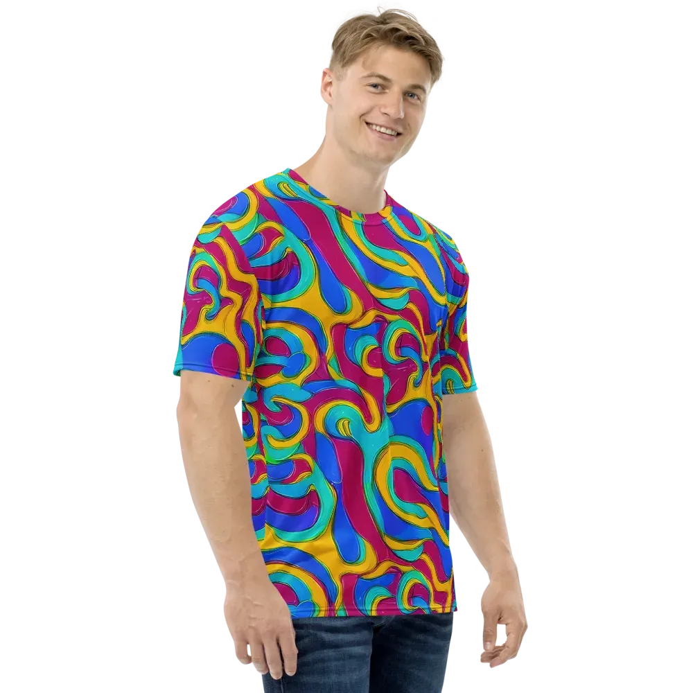 Kaleido Flow on Men's Crew Neck T-Shirt — Right