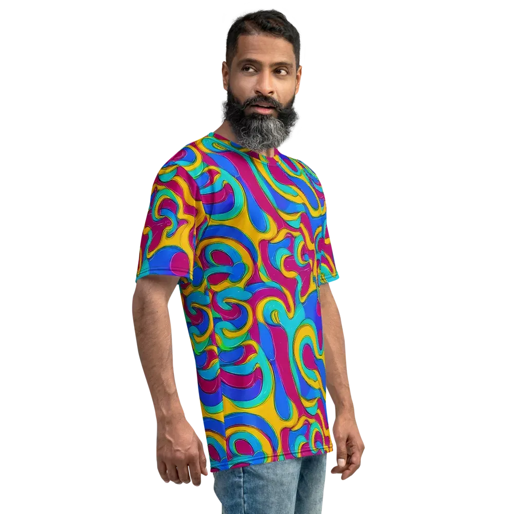 Kaleido Flow on Men's Crew Neck T-Shirt — Right