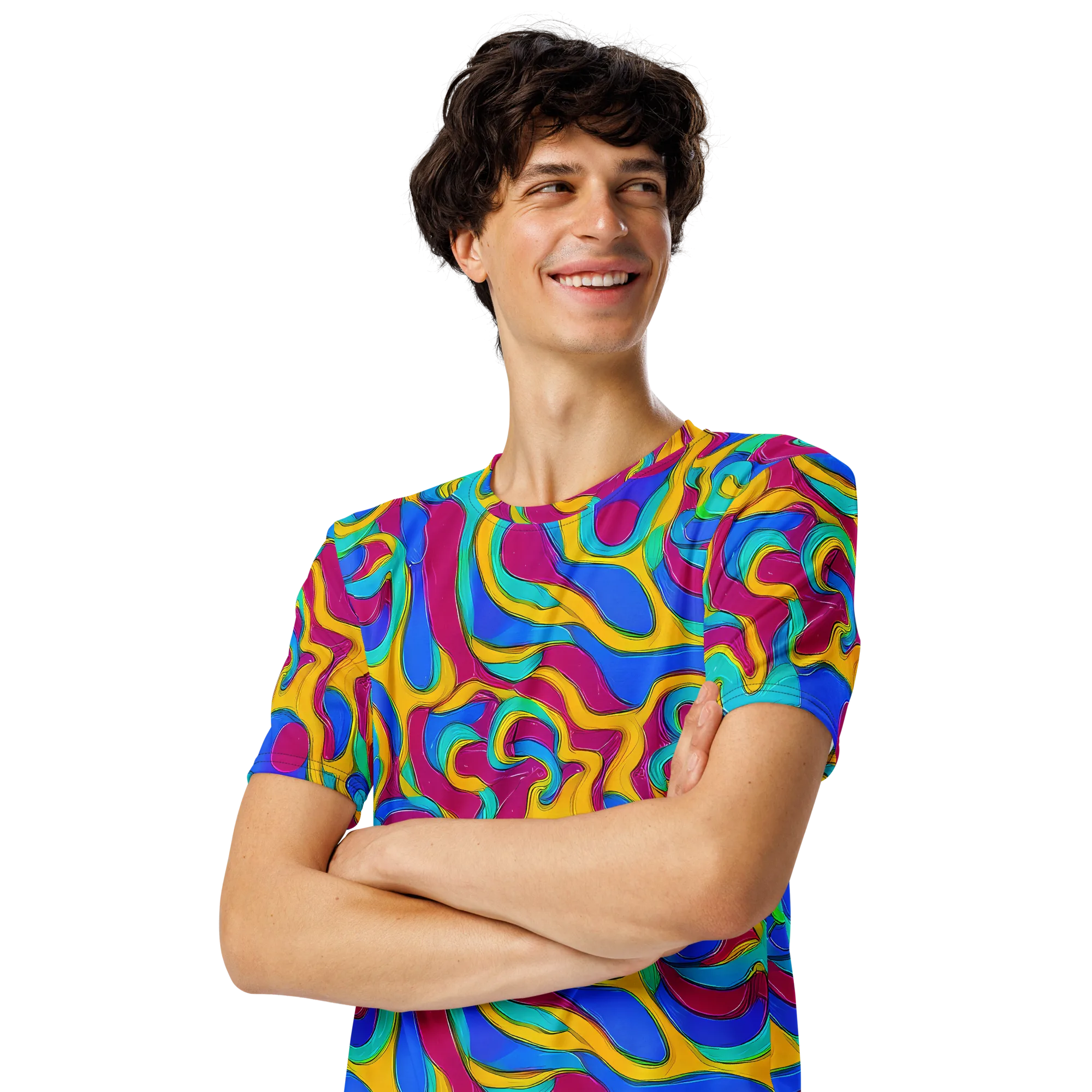 Kaleido Flow on Men's Crew Neck T-Shirt — Left Front