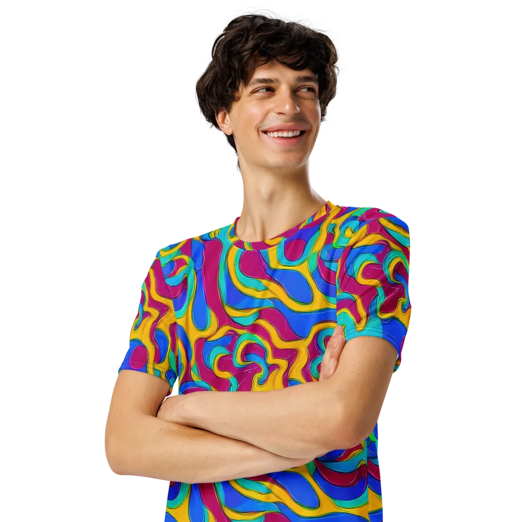Kaleido Flow on Men's Crew Neck T-Shirt — Left Front