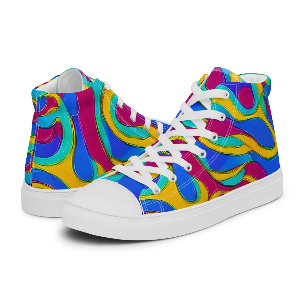 Kaleido Flow on Men's High Top Canvas Shoes — Left