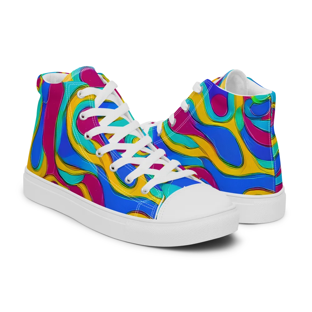 Kaleido Flow on Men's High Top Canvas Shoes — Right