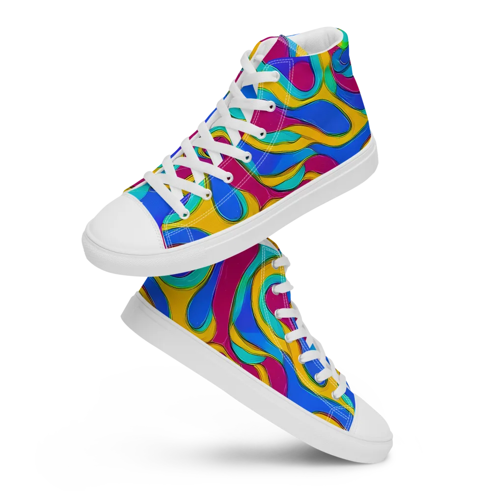 Kaleido Flow on Men's High Top Canvas Shoes — Front