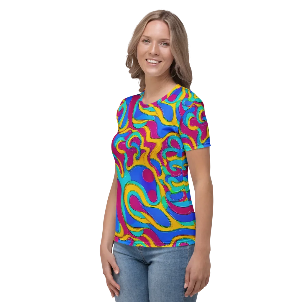 Kaleido Flow on Women's Crew Neck T-Shirt — Left