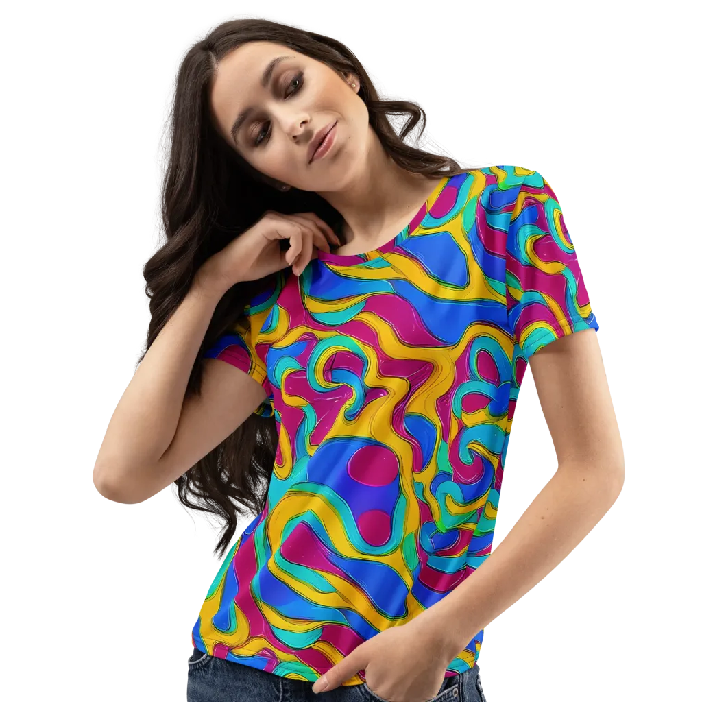 Kaleido Flow on Women's Crew Neck T-Shirt — Left Front