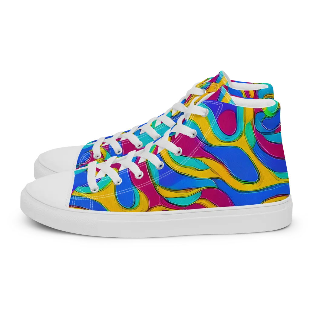 Kaleido Flow on Women's High Top Canvas Shoes — Left
