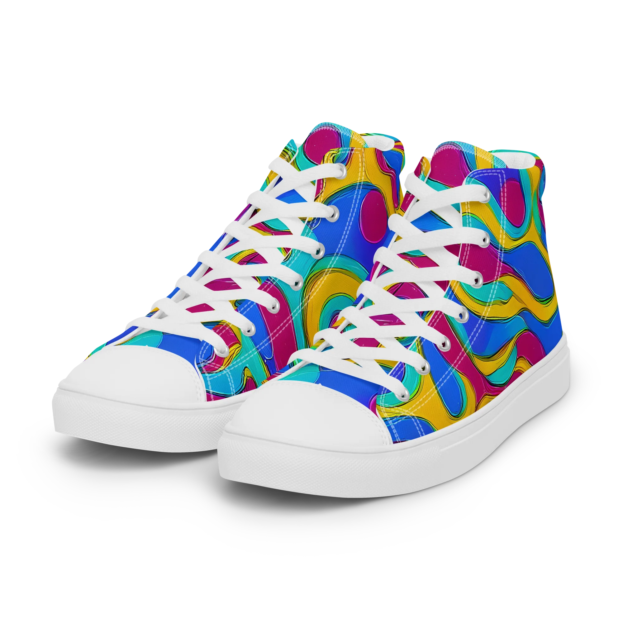 Kaleido Flow on Women's High Top Canvas Shoes — Left Front
