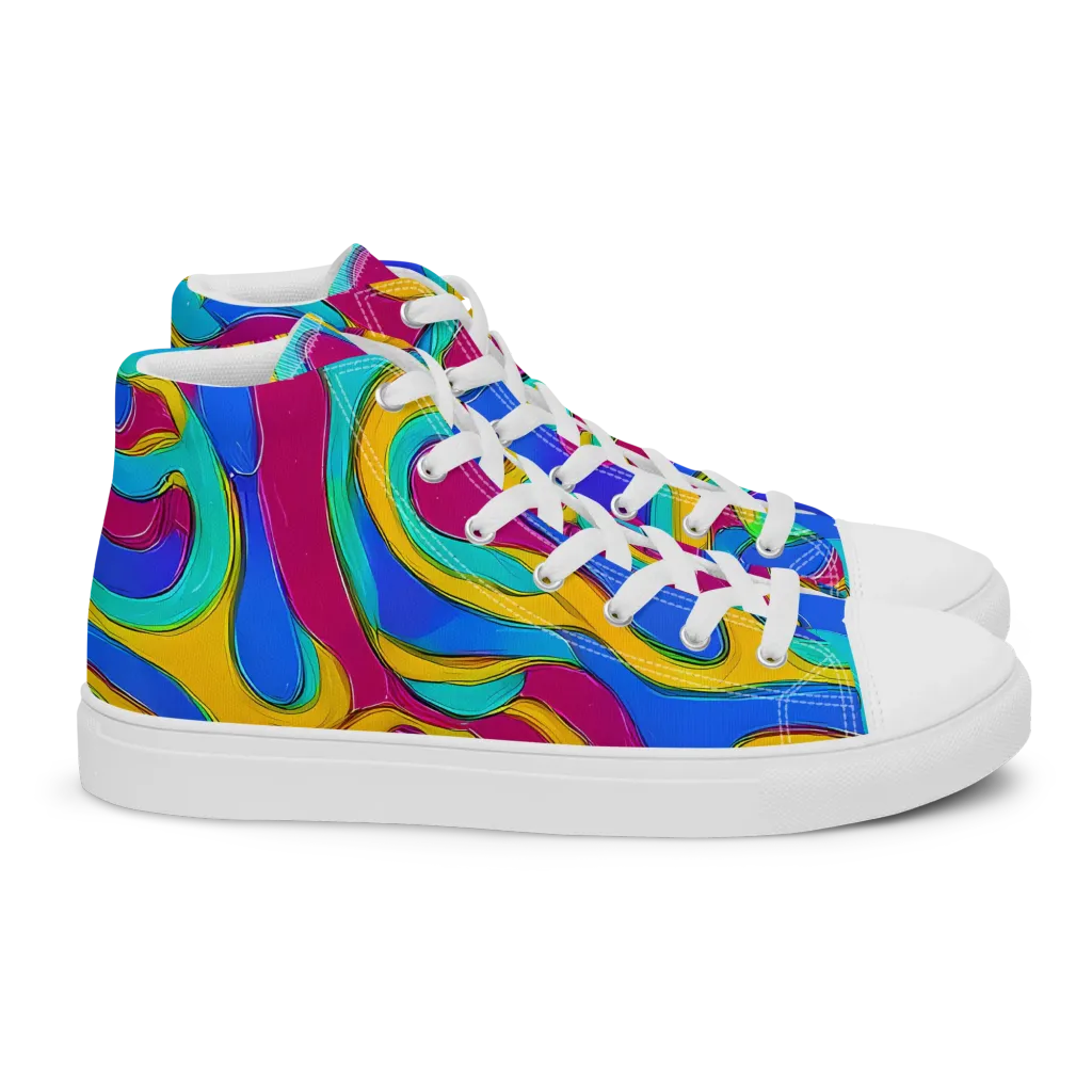 Kaleido Flow on Women's High Top Canvas Shoes — Right