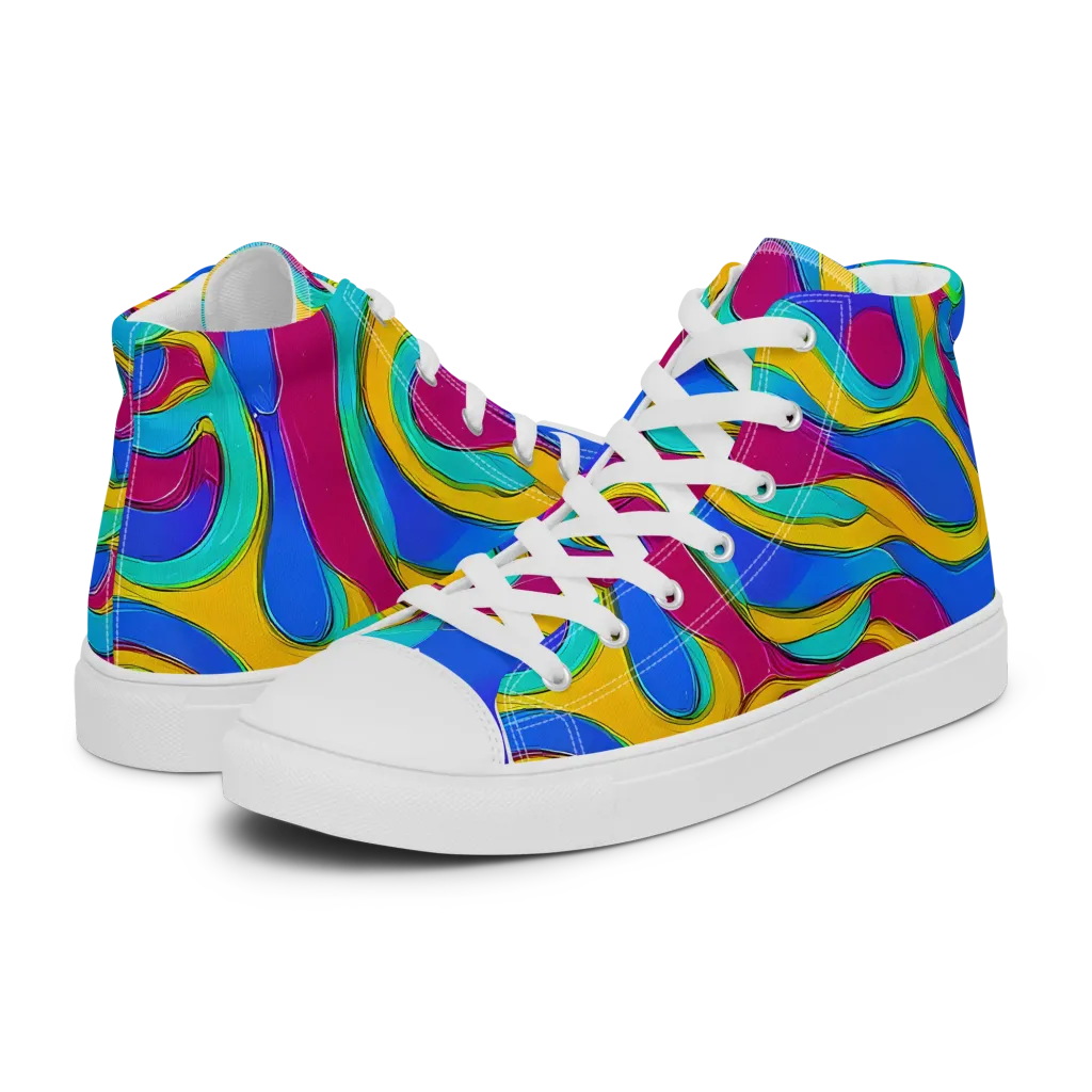 Kaleido Flow on Women's High Top Canvas Shoes — Left