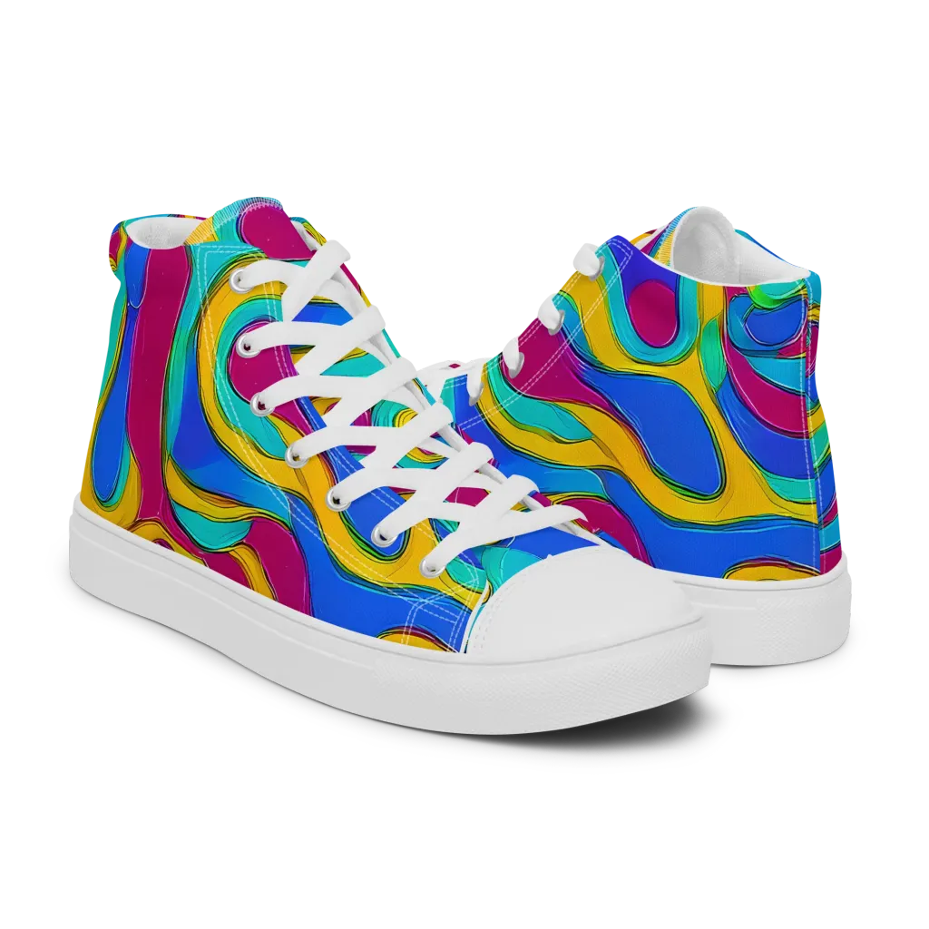 Kaleido Flow on Women's High Top Canvas Shoes — Right