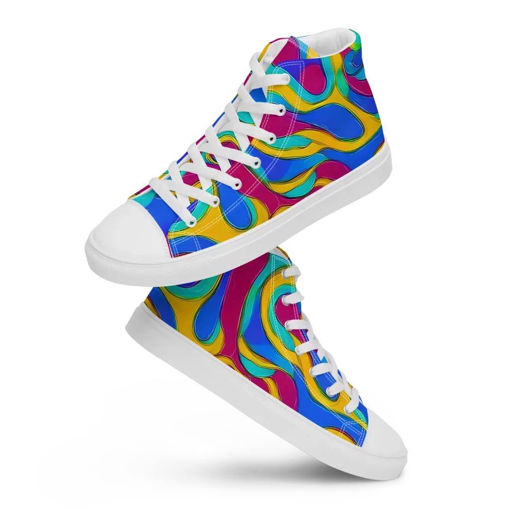 Kaleido Flow on Women's High Top Canvas Shoes — Front