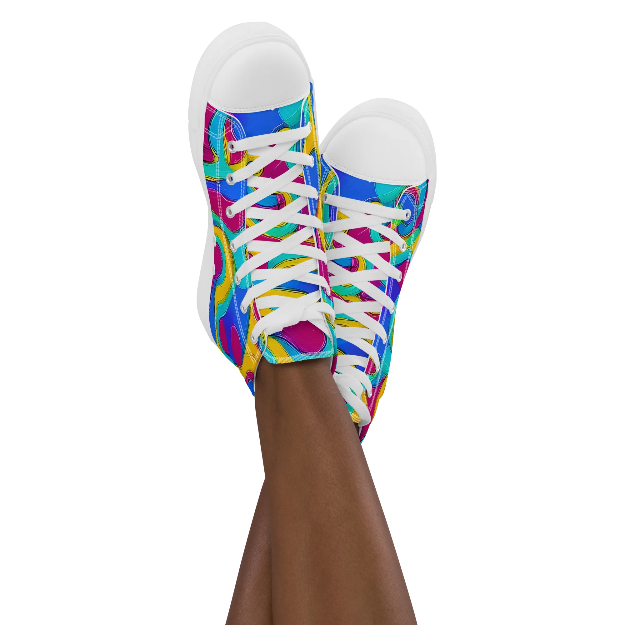Kaleido Flow on Women's High Top Canvas Shoes — Front