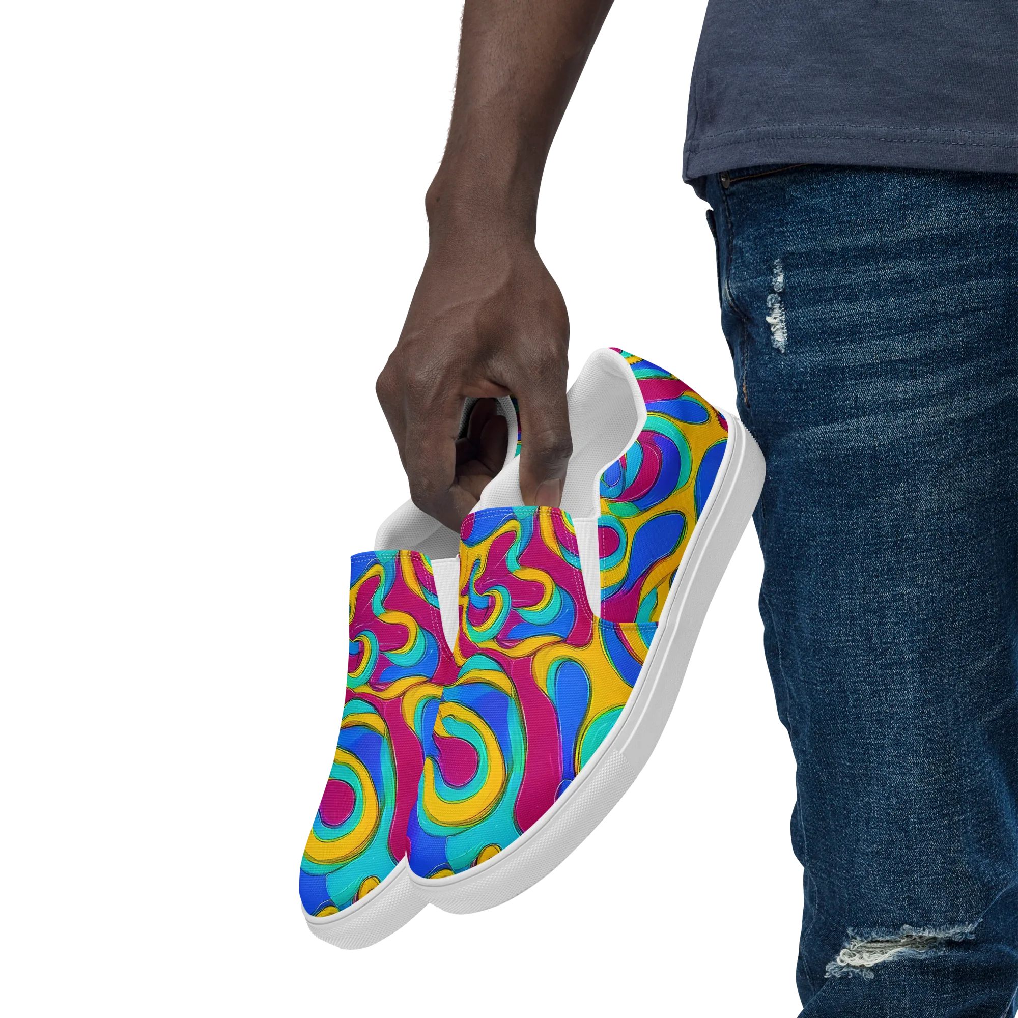 Kaleido Flow on Men's Slip-On Canvas Shoes — Left Front