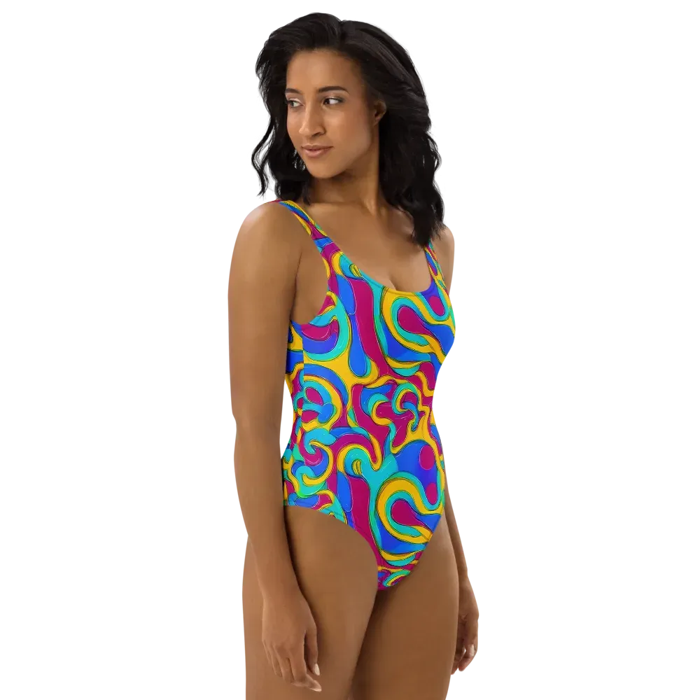 Kaleido Flow on One-Piece Swimsuit — Right