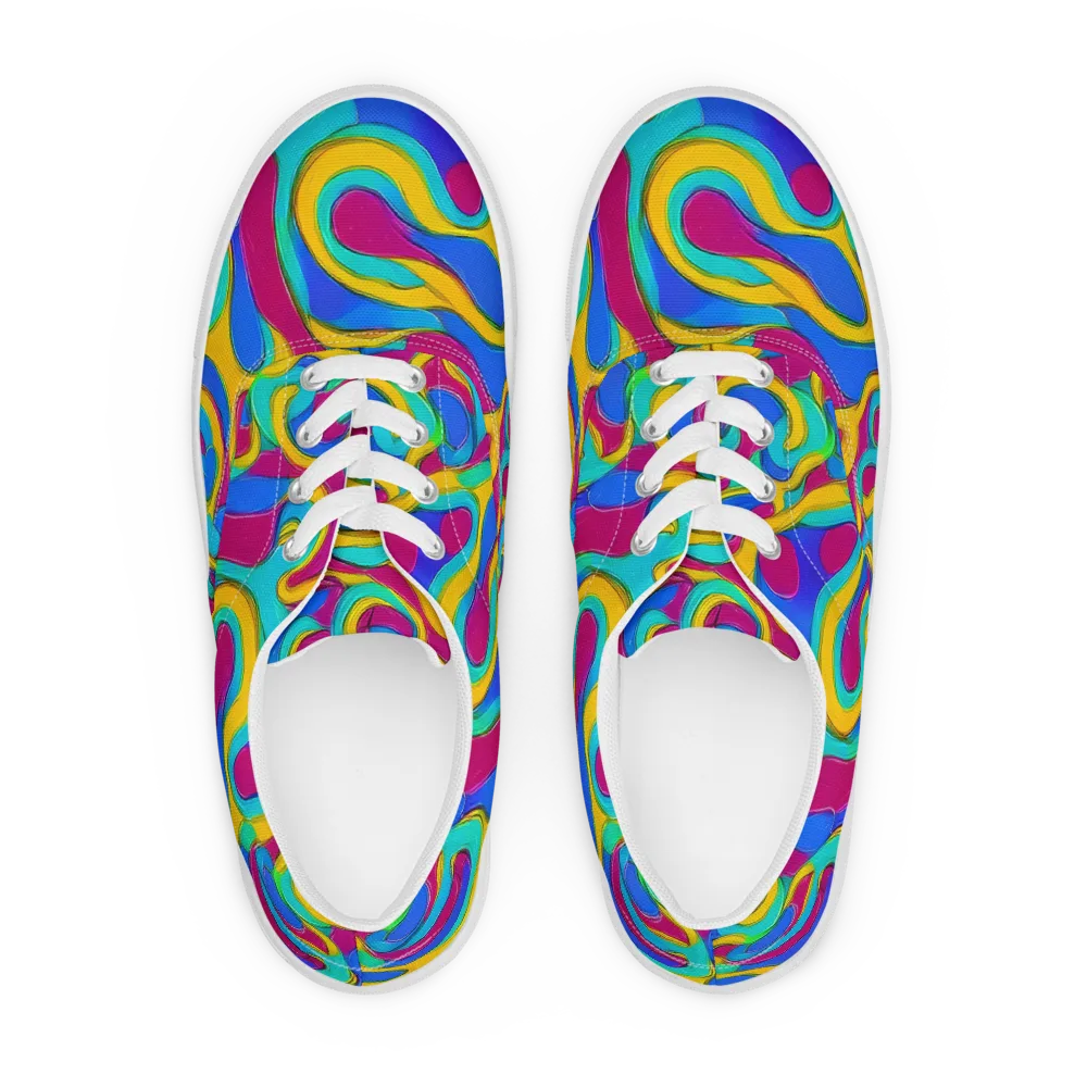 Kaleido Flow on Men's Lace-Up Canvas Shoes — Front